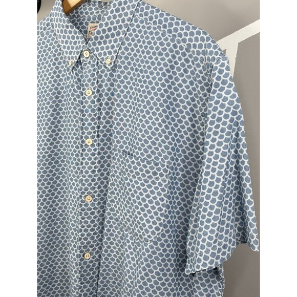 Faherty Playa Short Sleeve Button Down Blue Shirt Men’s XL Beach Fish Scale AOP - Picture 5 of 14